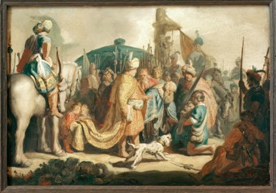 David Kneeling with the Head of Goliath before Saul by Rembrandt van Rijn