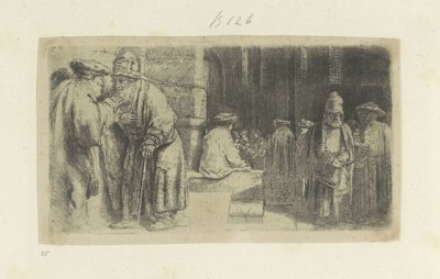 The Pharisees in the Temple (series title: Recueil de quatre-vingt-cinq estampes originales) by Rembrandt van Rijn