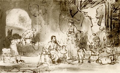 Eliezer and Rebecca at the Well by Rembrandt van Rijn