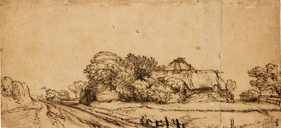Farm Buildings beside a Road by Rembrandt van Rijn