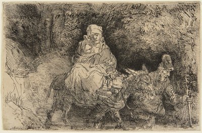 Flight into Egypt: The Holy Family Crossing a Brook by Rembrandt van Rijn