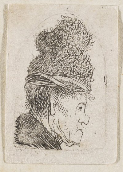 Grotesque Profile: Man in a High Cap by Rembrandt van Rijn