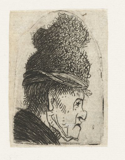 Grotesque Profile: Man in a High Cap by Rembrandt van Rijn