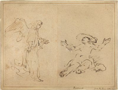 Hagar Seated at the Fountain by Rembrandt van Rijn