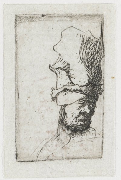 Head of a Man in a High Cap by Rembrandt van Rijn