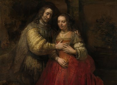 Isaac and Rebecca, The Jewish Bride. c. 1665-69 by Rembrandt van Rijn