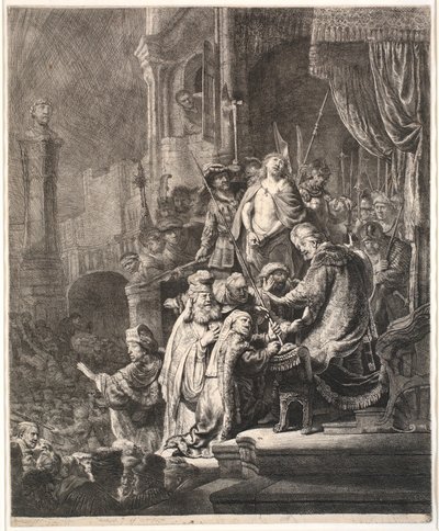 Jesus Before Pilate: Large Plate by Rembrandt van Rijn