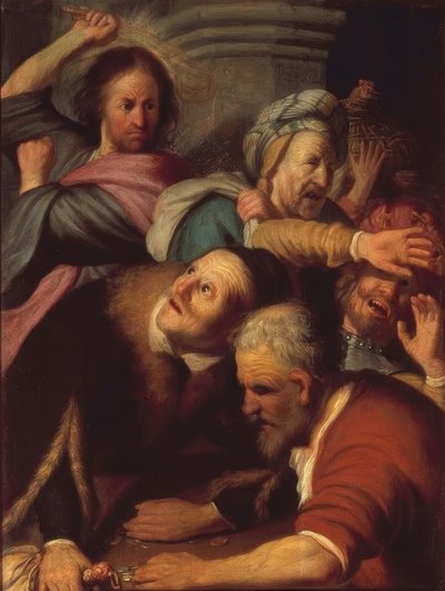 Jesus Drives the Money Changers from the Temple by Rembrandt van Rijn