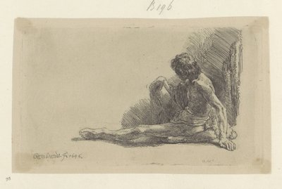 Young Man Sitting on the Ground with One Leg Outstretched by Rembrandt van Rijn