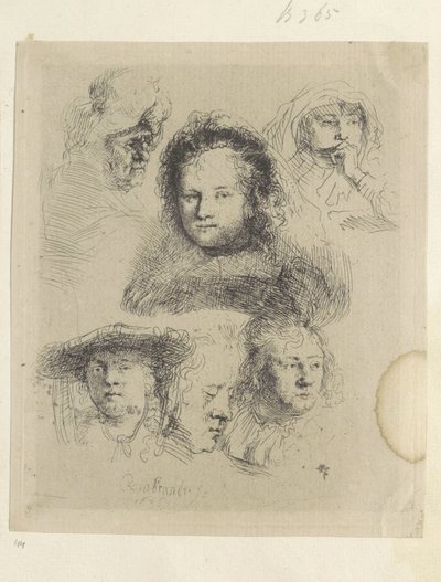 Head Studies of Saskia and Others (Collection of Eighty-Five Original Prints series) by Rembrandt van Rijn