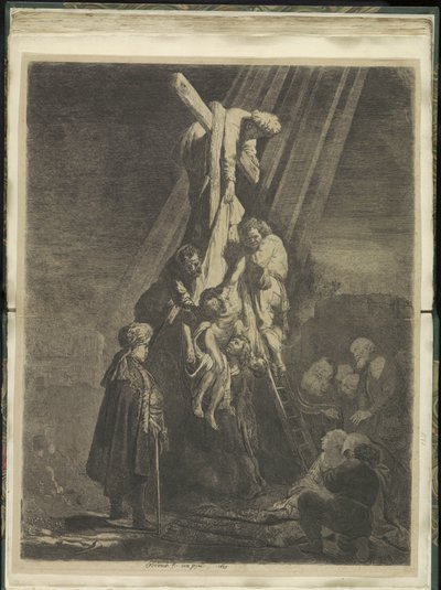 Descent from the Cross: Second Plate (series title: Recueil de quatre-vingt-cinq estampes originales) by Rembrandt van Rijn