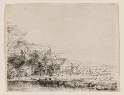 Landscape With a Cow Drinking by Rembrandt van Rijn