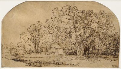 Landscape with Cottages under Tall Trees ("The Puff of Wind") by Rembrandt van Rijn