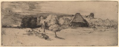 Landscape with Trees, Farm Buildings and a Tower by Rembrandt van Rijn