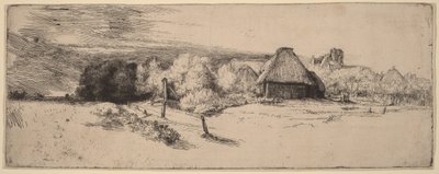 Landscape with Trees, Farm Buildings and a Tower by Rembrandt van Rijn