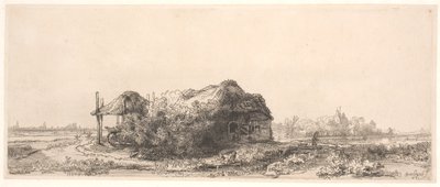 Landscape with a Cottage and Hay Barn: Oblong by Rembrandt van Rijn