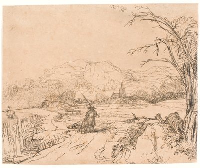 Landscape with a Sportsman and Dogs by Rembrandt van Rijn