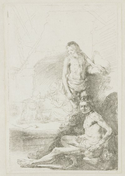 Male Nude, Seated and Standing by Rembrandt van Rijn