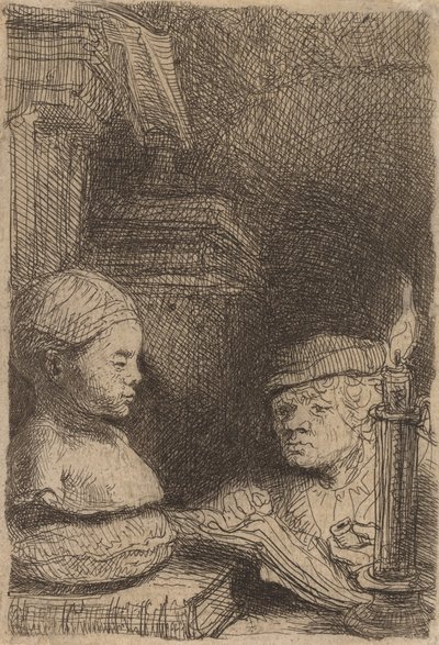 Man Drawing from a Cast by Rembrandt van Rijn