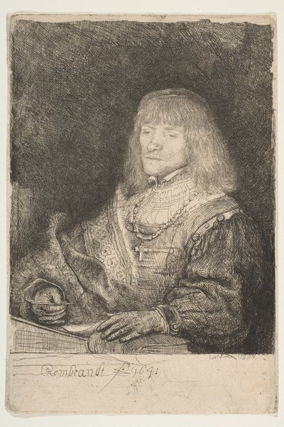 Man at a Desk Wearing a Cross and Chain, 1641 by Rembrandt van Rijn