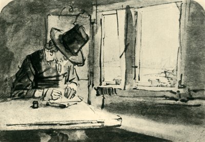 Man Drawing at Window, mid 17th Century by Rembrandt van Rijn