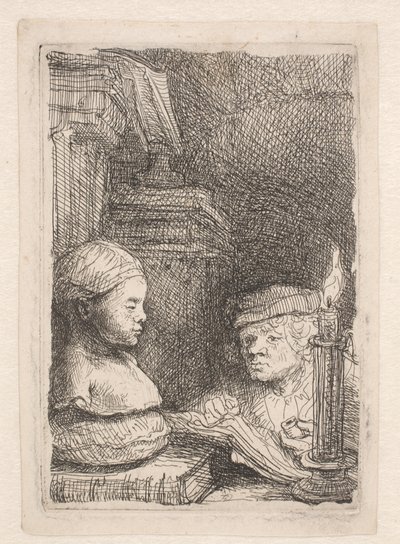 Man Drawing from a Cast by Rembrandt van Rijn