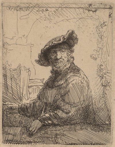 Man in an Arbor by Rembrandt van Rijn