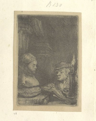 Man Drawing from a Plaster Model by Rembrandt van Rijn