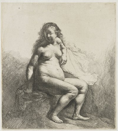 Naked Woman on a Mound by Rembrandt van Rijn