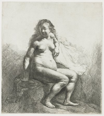 Naked Woman on a Mound by Rembrandt van Rijn