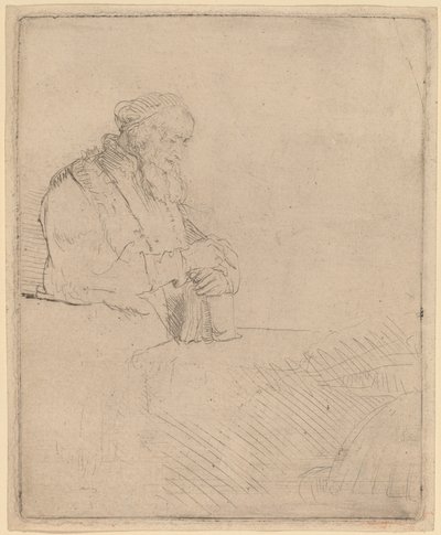 Old Man in Meditation, Leaning on a Book by Rembrandt van Rijn