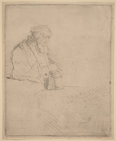 Old Man in Meditation, Leaning on a Book by Rembrandt van Rijn