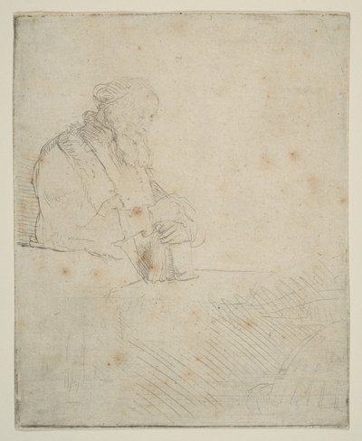 Old Man in Meditation, Leaning on a Book by Rembrandt van Rijn
