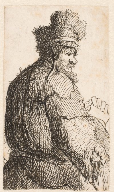 Old Man Seen from Behind: Profile to Right: Half Figure by Rembrandt van Rijn