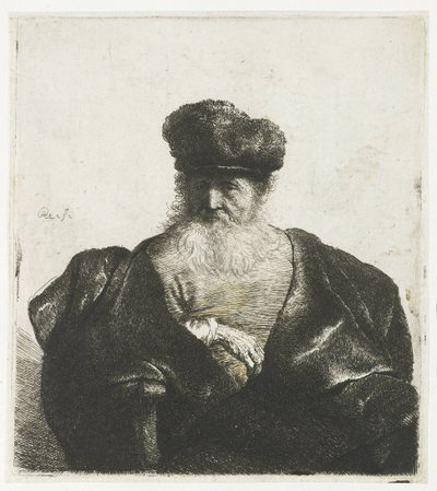 Old Man with Beard, Fur Cap, and Velvet Cloak by Rembrandt van Rijn