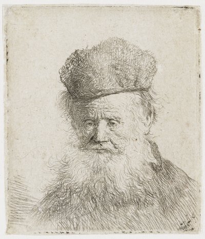 Old Man with Fur Hat and Long Beard by Rembrandt van Rijn