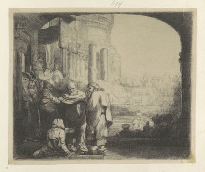 Peter and John Healing a Lame Man at the Temple Gate by Rembrandt van Rijn
