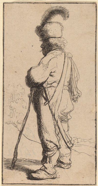 Polander Leaning on a Stick by Rembrandt van Rijn