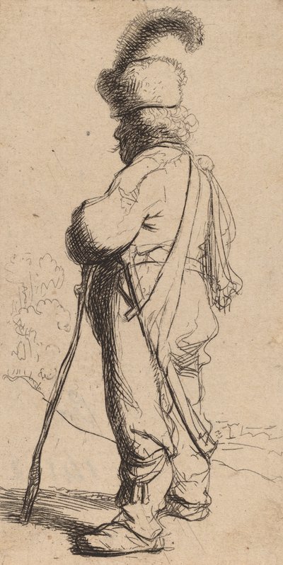Polander Leaning on a Stick by Rembrandt van Rijn