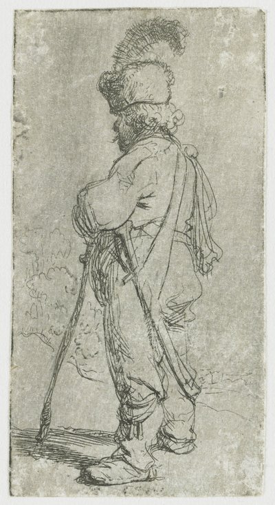 Polander Leaning on a Stick by Rembrandt van Rijn