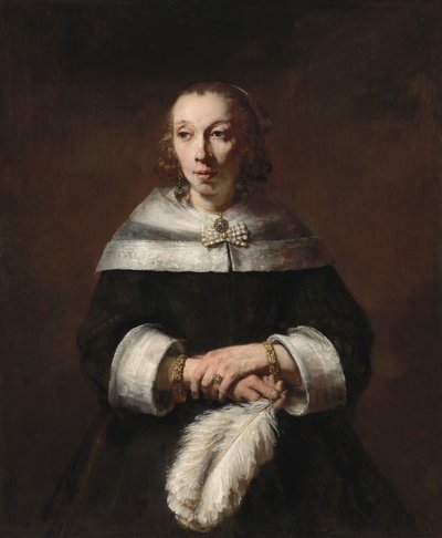 Portrait of a Lady with an Ostrich-Feather Fan by Rembrandt van Rijn