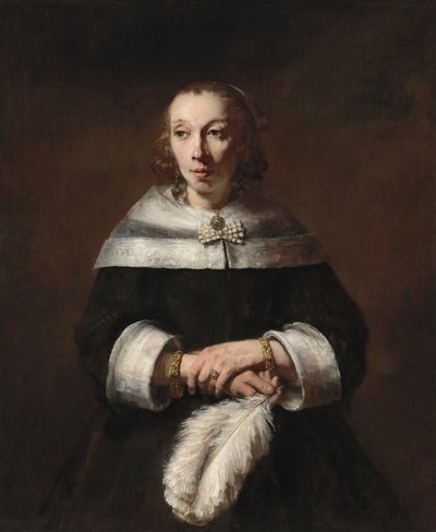 Portrait of a Lady with an Ostrich-Feather Fan by Rembrandt van Rijn