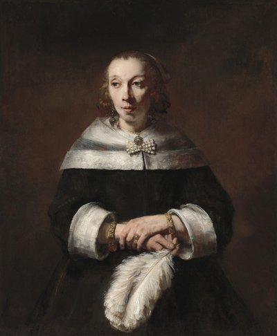 Portrait of a Woman with an Ostrich-Feather Fan by Rembrandt van Rijn