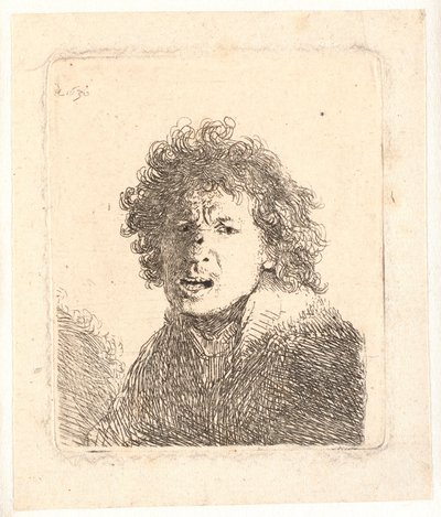 Rembrandt Bareheaded and Open-Mouthed, as if Shouting: Bust by Rembrandt van Rijn