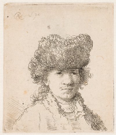 Rembrandt in a Fur Cap: The Dress Light: Bust by Rembrandt van Rijn