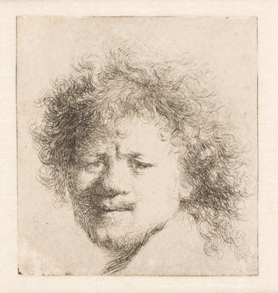 Rembrandt with Long Bushy Hair: Head Only by Rembrandt van Rijn
