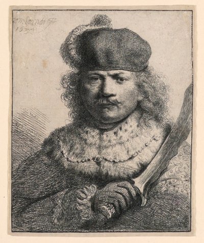 Rembrandt with Raised Sabre by Rembrandt van Rijn