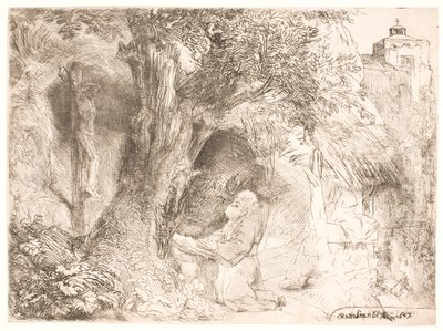 Saint Francis Beneath a Tree, Praying by Rembrandt van Rijn
