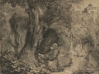 Saint Francis Beneath a Tree Praying by Rembrandt van Rijn