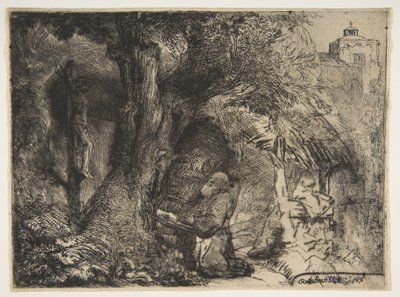Saint Francis beneath a Tree, Praying by Rembrandt van Rijn